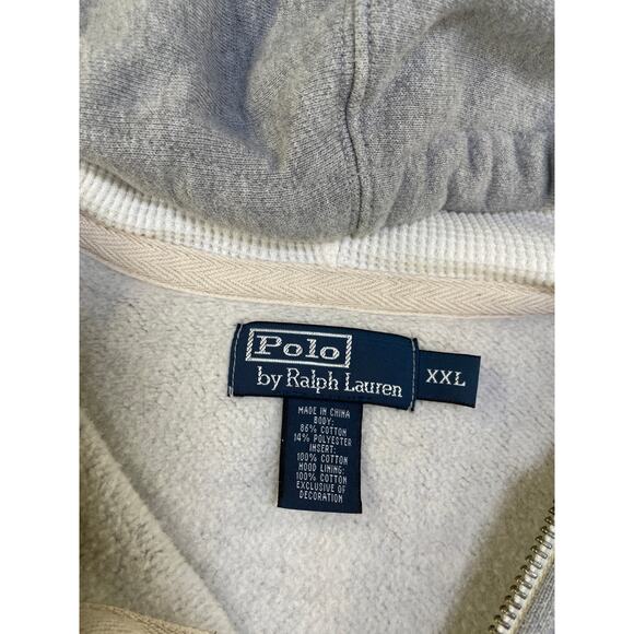 POLO RALPH LAUREN Vintage Grey Full Zip Men’s Thermal Lined Hoodie Sweater XXL - Picture 4 of 16